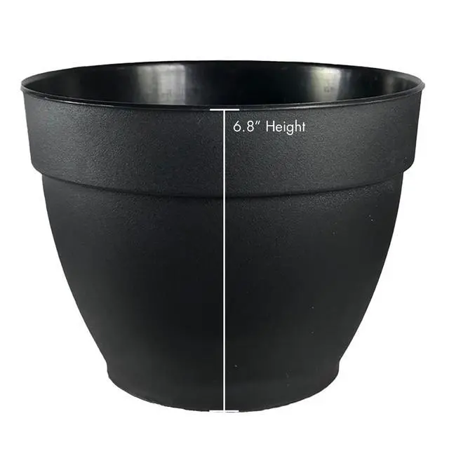 Alt view image 6 of 6 - Jacinto Recycled Plastic Planter, 8 inch Opening Diameter, Black Color