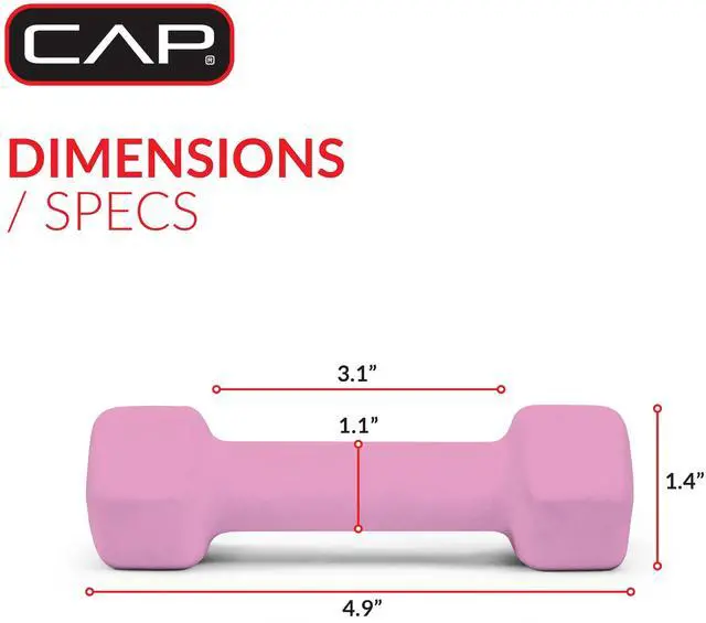 Alt view image 5 of 6 - (2 pack) CAP, 1lb Neoprene Dumbbell, Pink, Single