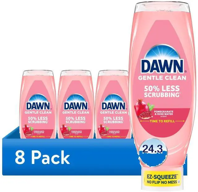 Main image of (8 pack) Dawn Gentle Clean EZ-Squeeze Dish Soap, Dishwashing Liquid, Pomegranate & Rose Water, 24.3oz