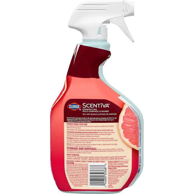 Alt view image 6 of 6 - Clorox Scentiva Disinfecting Multi-Surface Cleaner Spray, Grapefruit & Orange Blossom, 32 fl oz