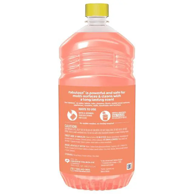 Alt view image 7 of 7 - Fabuloso 2X Multi-Purpose Cleaner, No Rinse Floor Cleaner, Peach Scent, 56 fl oz