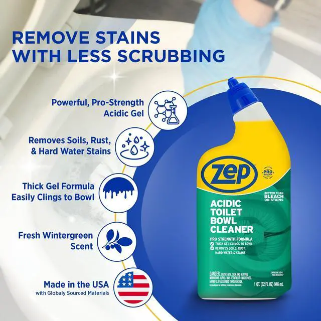 Alt view image 2 of 5 - Zep Acidic Toilet Bowl Stain Eraser, Wintergreen Scent, 32 fl oz