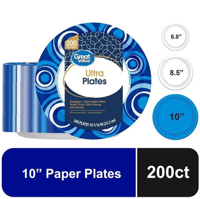 Main image of Great Value Ultra Disposable Paper Plates, 10 in, 200 Count