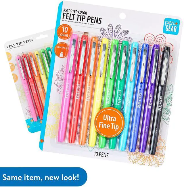 Alt view image 2 of 7 - Pen+Gear Felt Tip Pens, Ultra Fine Point, Assorted Ink Colors, 10 Count