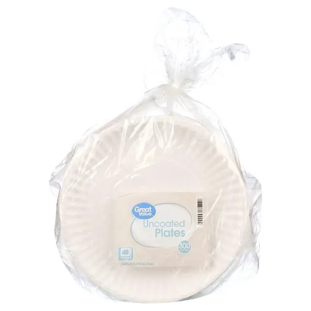 Alt view image 3 of 5 - Great Value Uncoated Paper Plates, 9 in, 300 Count