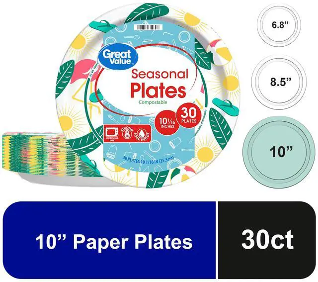 Main image of Great Value Seasonal Disposable Paper Plates, 10 in, 30 Count