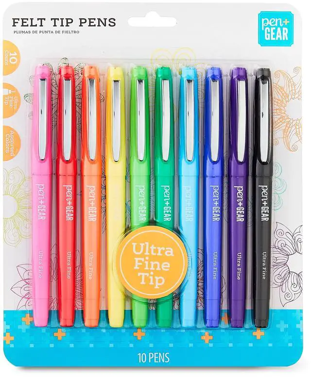 Alt view image 4 of 7 - Pen+Gear Felt Tip Pens, Ultra Fine Point, Assorted Ink Colors, 10 Count