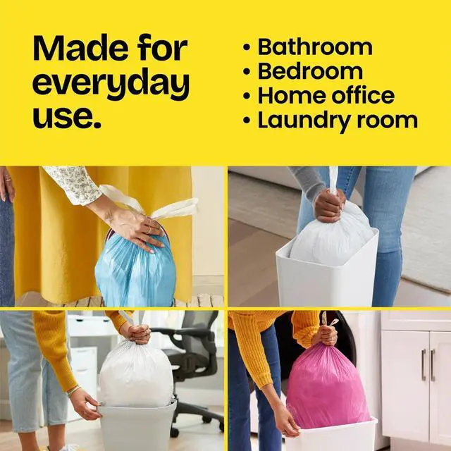 Alt view image 5 of 7 - Glad Quick-Tie 4-Gallon Small Trash Bags, Gain Original Scent, 20 Bags, 2 Pack