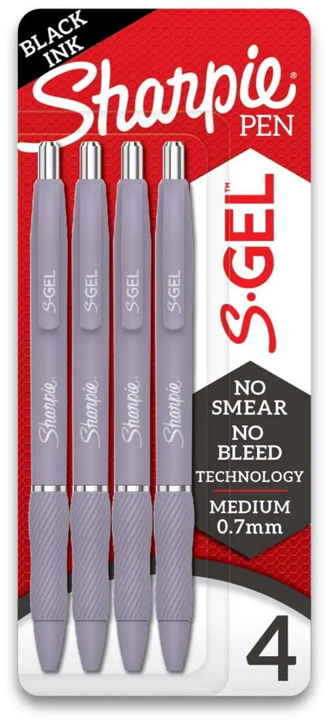 Main image of Sharpie S-Gel Pens, Medium Point (0.7mm), Violet Barrel, Black Ink, 4 Count