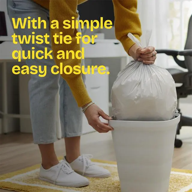 Alt view image 6 of 7 - Glad Quick-Tie 4-Gallon Small Trash Bags, Gain Original Scent, 20 Bags, 2 Pack