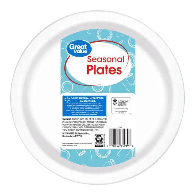 Alt view image 3 of 6 - Great Value Seasonal Disposable Paper Plates, 10 in, 30 Count