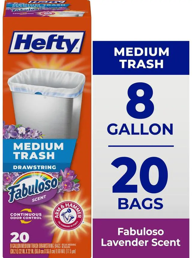 Main image of Hefty Medium Trash Bags, Fabuloso Scent, 8 Gallon, 20 Count