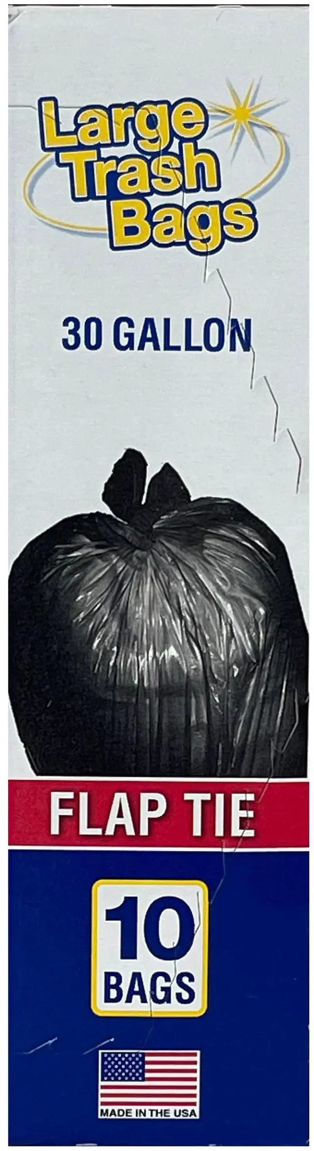 Alt view image 3 of 6 - Basic Large Trash Bags, 30 Gallon, Flap Tie, 10 Bags