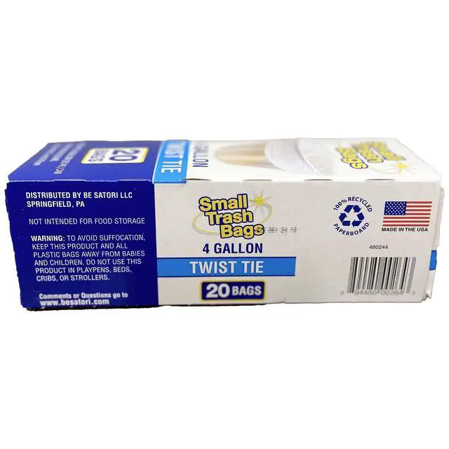 Alt view image 2 of 5 - Basic 4 Gallon Twist Tie Bathroom Bags, 20 Bags