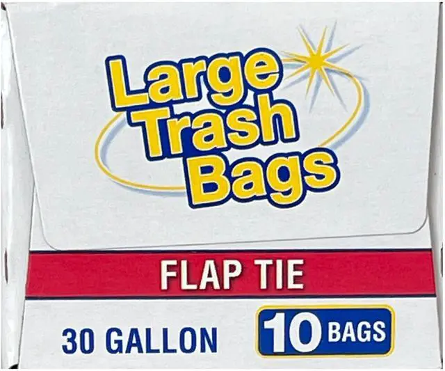 Alt view image 4 of 6 - Basic Large Trash Bags, 30 Gallon, Flap Tie, 10 Bags