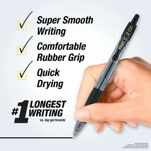 Alt view image 4 of 6 - Pilot G2 Retractable Gel Ink Pens, Bold Point, Black, 2 Count