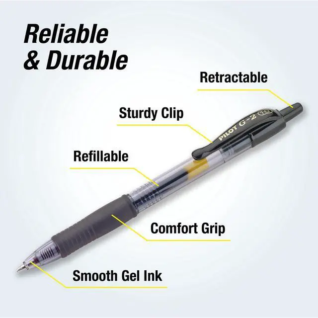 Alt view image 5 of 6 - Pilot G2 Retractable Gel Ink Pens, Bold Point, Black, 2 Count