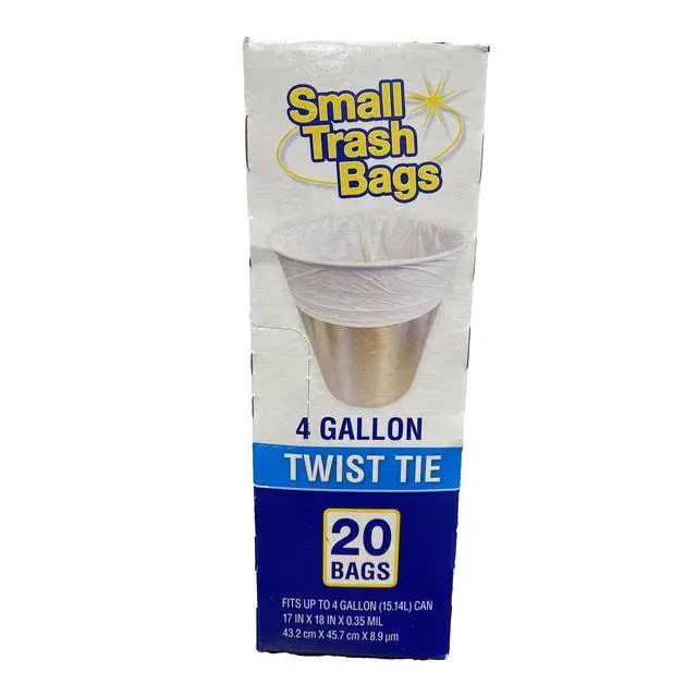 Alt view image 5 of 5 - Basic 4 Gallon Twist Tie Bathroom Bags, 20 Bags