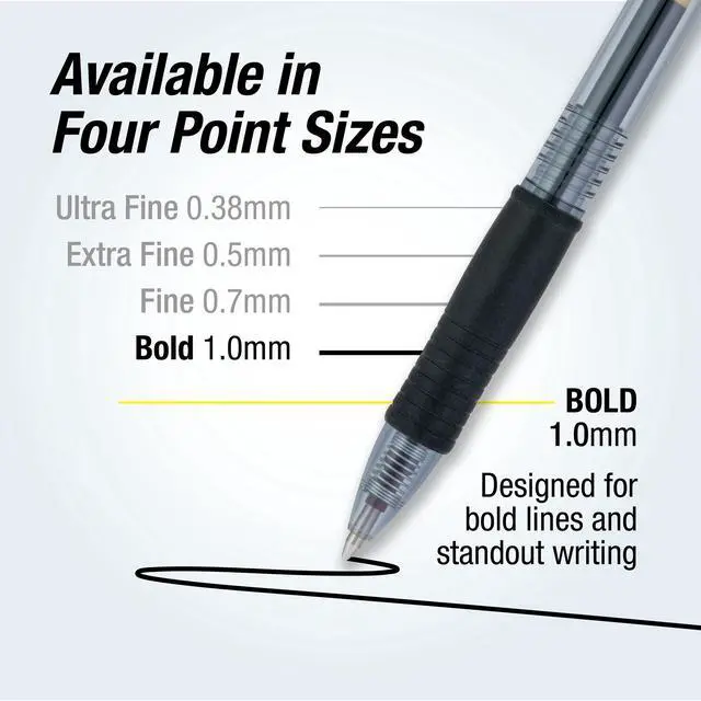 Alt view image 6 of 6 - Pilot G2 Retractable Gel Ink Pens, Bold Point, Black, 2 Count