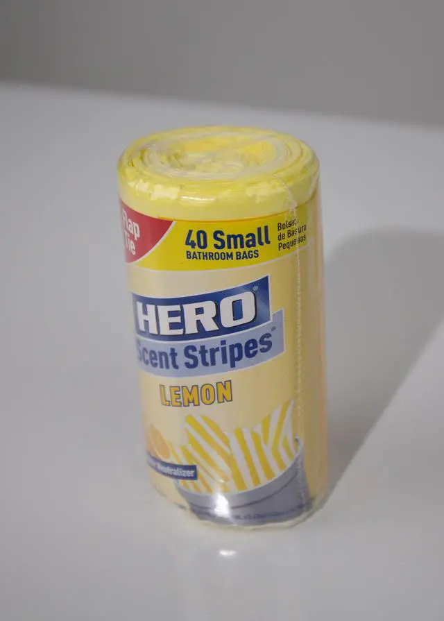 Alt view image 3 of 5 - Hero Scent Stripes 4-Gallon, Lemon Scented, Small Flap Tie Trash Bags, 40 Count