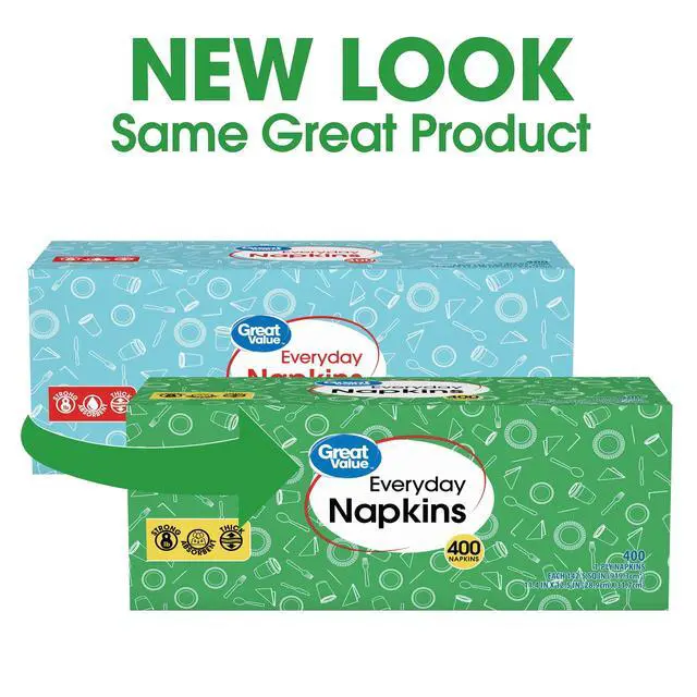 Alt view image 2 of 6 - Great Value Everyday Paper Napkins, White, 400 Count, 1-Ply Disposable