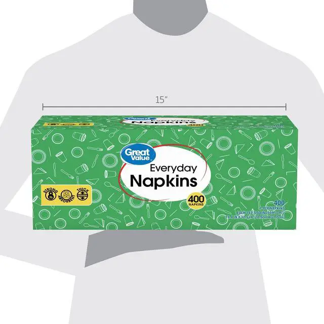 Alt view image 6 of 6 - Great Value Everyday Paper Napkins, White, 400 Count, 1-Ply Disposable