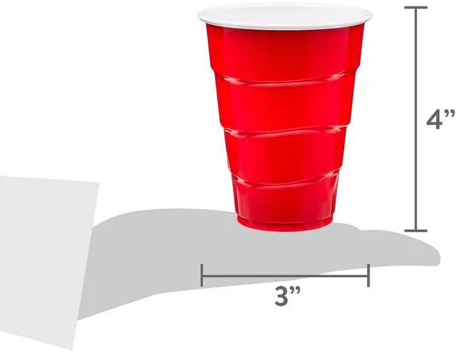 Alt view image 5 of 5 - Great Value Disposable Plastic Party Cups, Red, 9 oz, 50 Count
