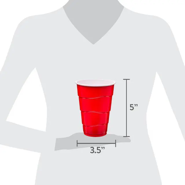 Alt view image 4 of 4 - Great Value Red Disposable Plastic Party Cups, 18 oz, 50 Count