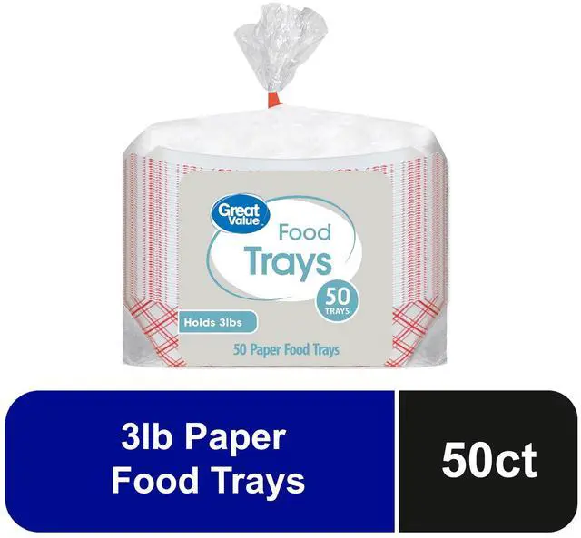 Main image of Great Value Disposable Paper Food Trays, Holds Up to 3 lb, 50 Count
