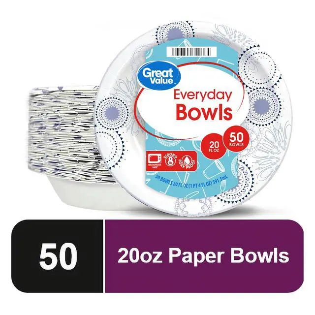 Alt view image 3 of 6 - Great Value 8.5" Paper Plates and 20oz Paper Bowls Set