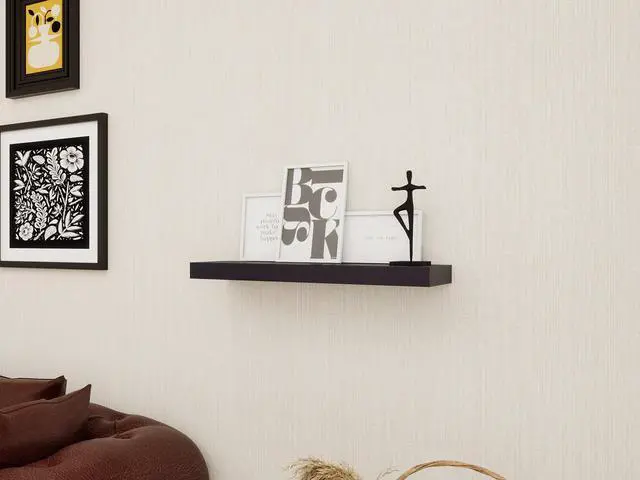 Alt view image 3 of 6 - Mainstays Black 18" Wood Floating Shelf