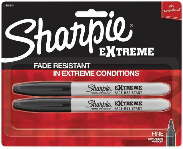 Main image of Sharpie Extreme Permanent Markers, Fine Point, Black, 2 Count