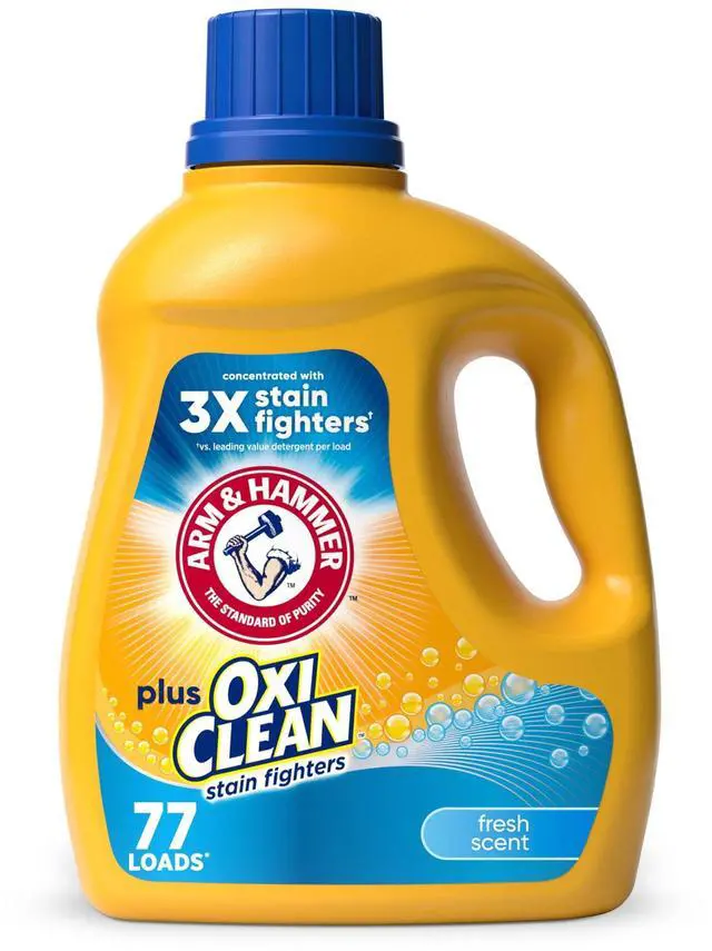 Main image of ARM & HAMMER Plus OxiClean Stain Fighters Liquid Laundry Detergent, Fresh Scent, 77 Loads
