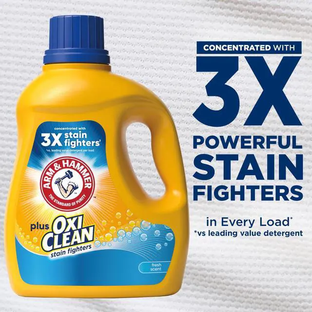 Alt view image 3 of 6 - ARM & HAMMER Plus OxiClean Stain Fighters Liquid Laundry Detergent, Fresh Scent, 77 Loads
