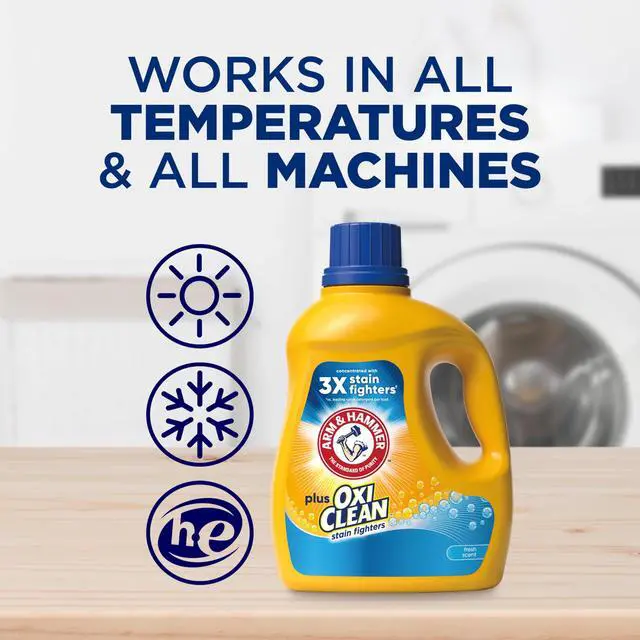 Alt view image 5 of 6 - ARM & HAMMER Plus OxiClean Stain Fighters Liquid Laundry Detergent, Fresh Scent, 77 Loads