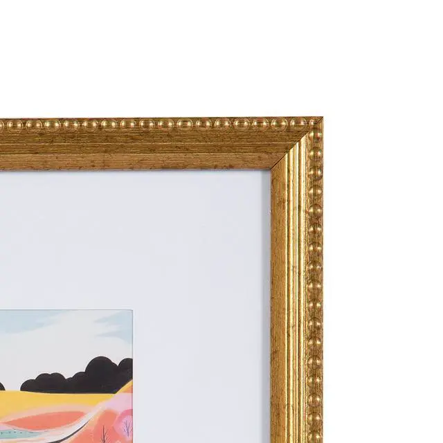 Alt view image 3 of 7 - DesignOvation 8x10 Matted for 4x6 Beaded Gold Decorative Tabletop Picture Frame