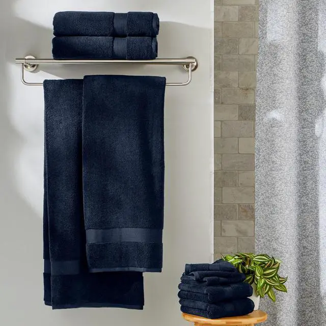 Alt view image 2 of 7 - Better Homes & Gardens Signature Soft Solid Cotton Hand Towel, Blue Admiral