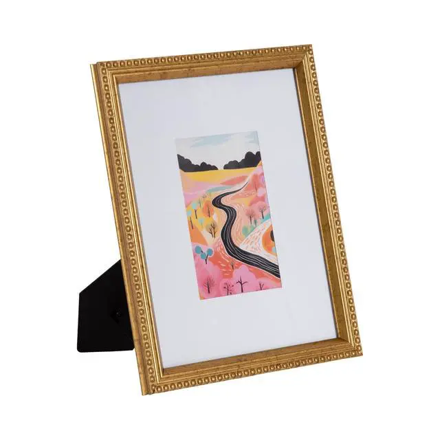 Alt view image 7 of 7 - DesignOvation 8x10 Matted for 4x6 Beaded Gold Decorative Tabletop Picture Frame