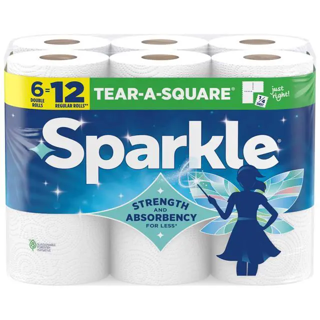 Alt view image 3 of 6 - Sparkle Tear-A-Square Paper Towels, 6 Double Rolls, 110 Sheets per Roll