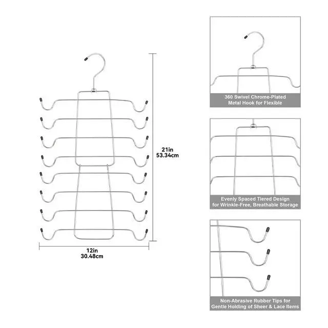 Alt view image 3 of 7 - Mainstays Heavy Duty Folding Tank Top and Bra Hanger - Space Saving Metal Organizer for Adults