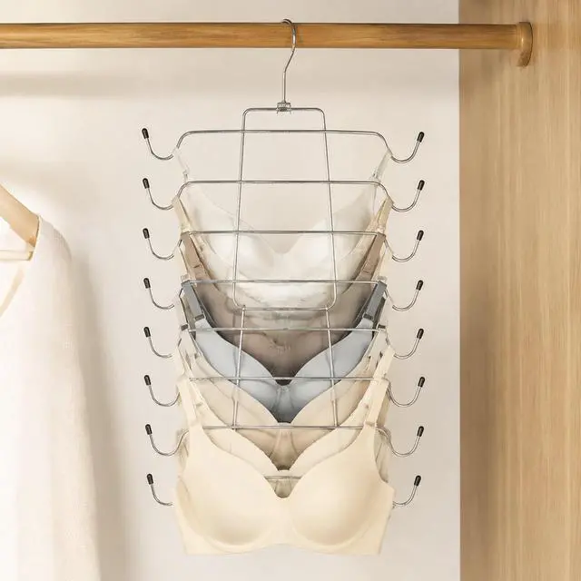 Alt view image 5 of 7 - Mainstays Heavy Duty Folding Tank Top and Bra Hanger - Space Saving Metal Organizer for Adults