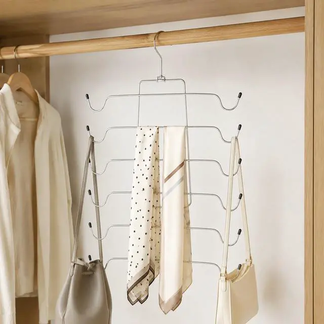 Alt view image 6 of 7 - Mainstays Heavy Duty Folding Tank Top and Bra Hanger - Space Saving Metal Organizer for Adults