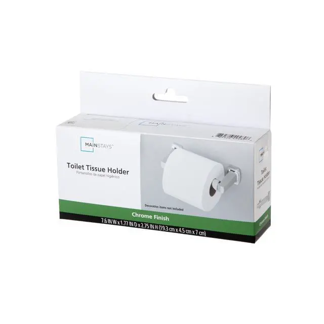 Alt view image 3 of 6 - Mainstays Chrome Wall Mount Toilet Paper Holder with Hardware