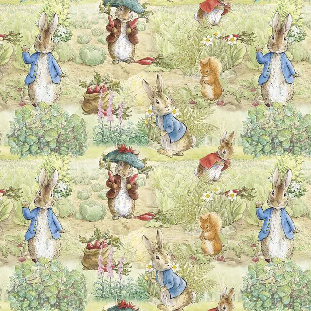 Main image of Peter Rabbit 100% Cotton Garden, Multi-color, 18" x 21" for Quilting & Sewing, 1 Each