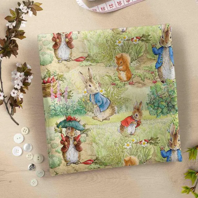 Alt view image 2 of 7 - Peter Rabbit 100% Cotton Garden, Multi-color, 18" x 21" for Quilting & Sewing, 1 Each