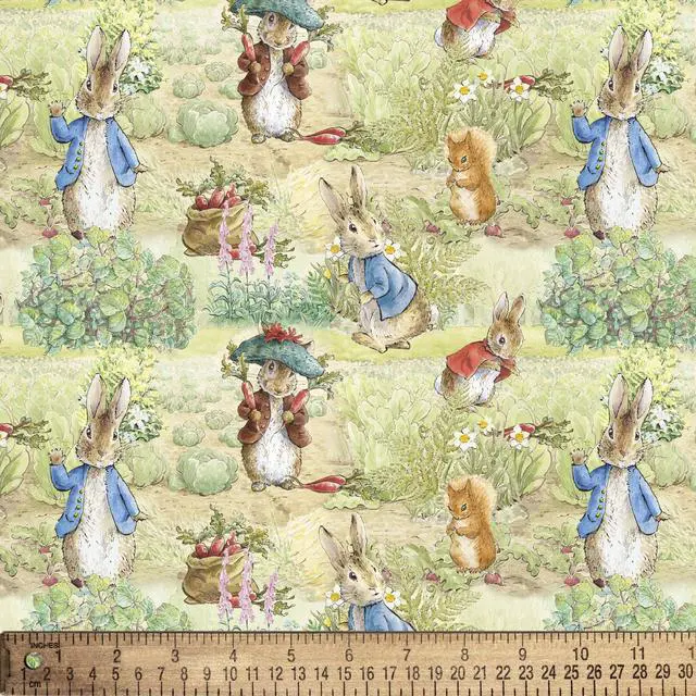 Alt view image 4 of 7 - Peter Rabbit 100% Cotton Garden, Multi-color, 18" x 21" for Quilting & Sewing, 1 Each