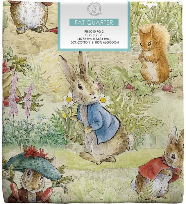 Alt view image 7 of 7 - Peter Rabbit 100% Cotton Garden, Multi-color, 18" x 21" for Quilting & Sewing, 1 Each