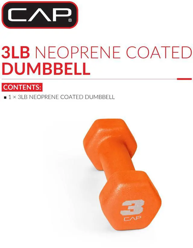 Alt view image 2 of 4 - CAP, 3lb Neoprene Dumbbell, Orange, Single