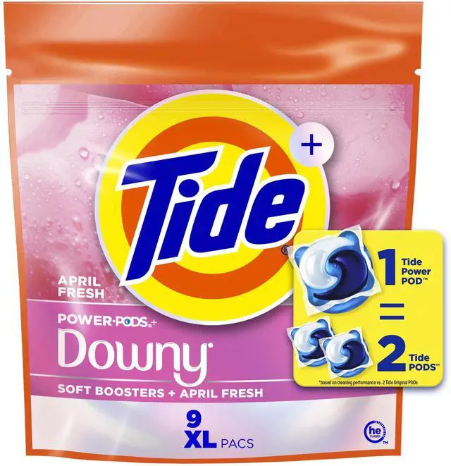 Main image of Tide Power PODS Laundry Detergent Pacs with Downy Soft Boosters, April Fresh Scent, 9 Count