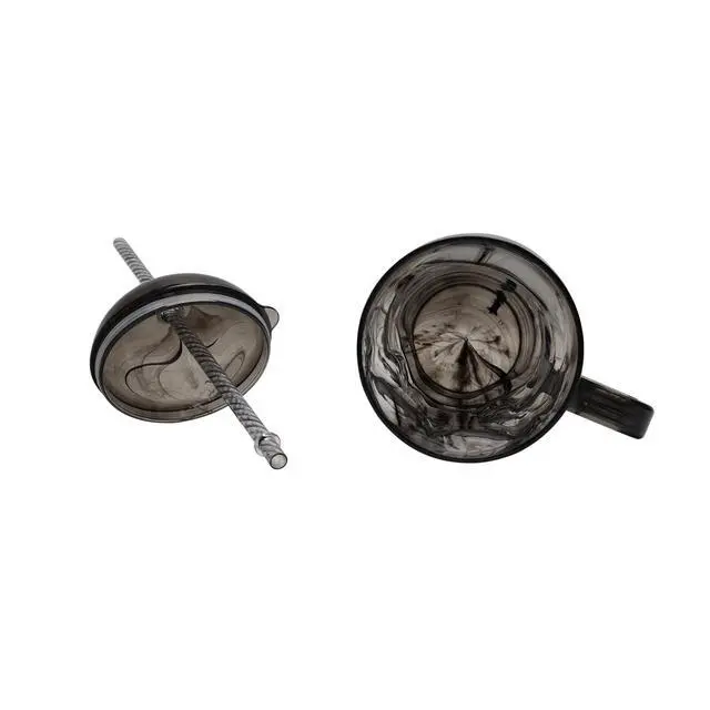 Alt view image 2 of 6 - Way To Celebrate 30 oz Acrylic Skull Tumbler with Straw and Handle, Black Swirl